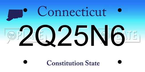 2Q25N6 Connecticut License Plate
