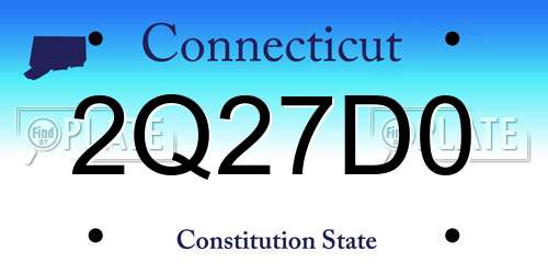 2Q27D0 Connecticut License Plate