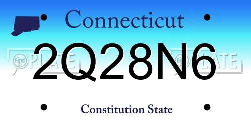 2Q28N6 Connecticut License Plate
