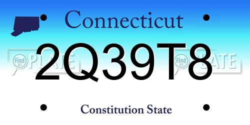 2Q39T8 Connecticut License Plate