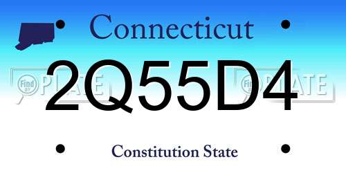 2Q55D4 Connecticut License Plate