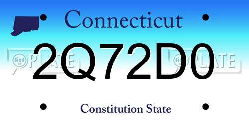 2Q72D0 Connecticut License Plate