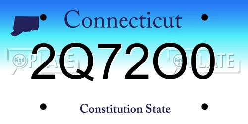 2Q72O0 Connecticut License Plate