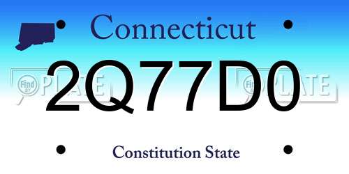 2Q77D0 Connecticut License Plate
