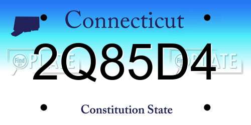 2Q85D4 Connecticut License Plate
