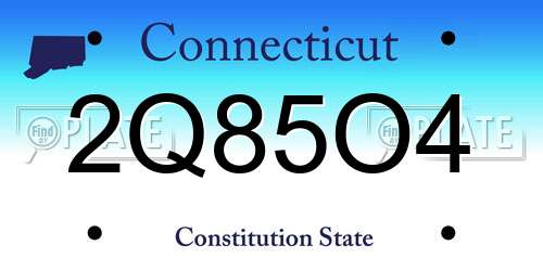 2Q85O4 Connecticut License Plate