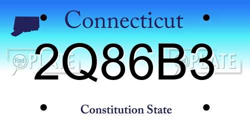 2Q86B3 Connecticut License Plate