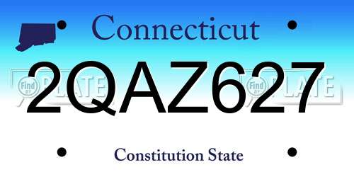 2QAZ627 Connecticut License Plate