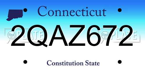 2QAZ672 Connecticut License Plate