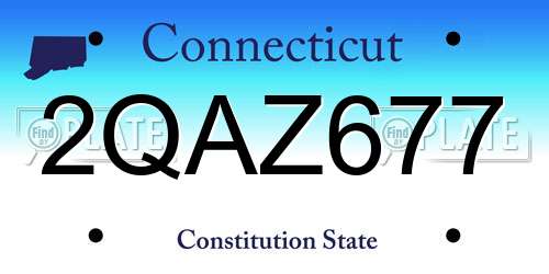 2QAZ677 Connecticut License Plate