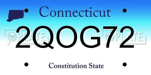 2QOG72 Connecticut License Plate