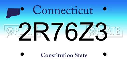 2R76Z3 Connecticut License Plate