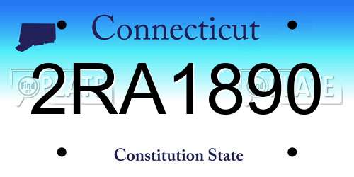 2RA1890 Connecticut License Plate
