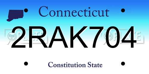 2RAK704 Connecticut License Plate