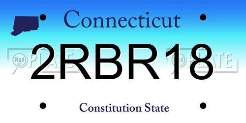 2RBR18 Connecticut License Plate