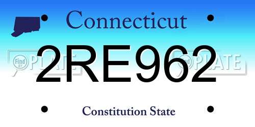 2RE962 Connecticut License Plate