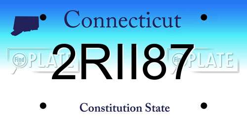 2RII87 Connecticut License Plate