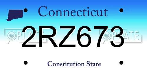 2RZ673 Connecticut License Plate