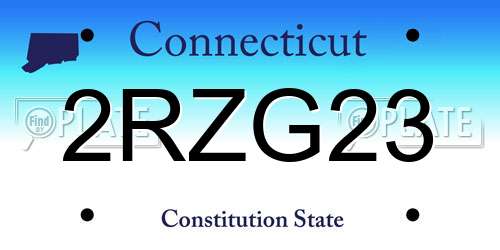 2RZG23 Connecticut License Plate