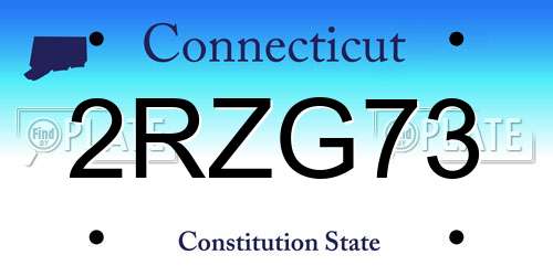 2RZG73 Connecticut License Plate