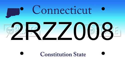 2RZZ008 Connecticut License Plate