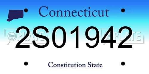 2S01942 Connecticut License Plate