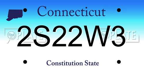2S22W3 Connecticut License Plate