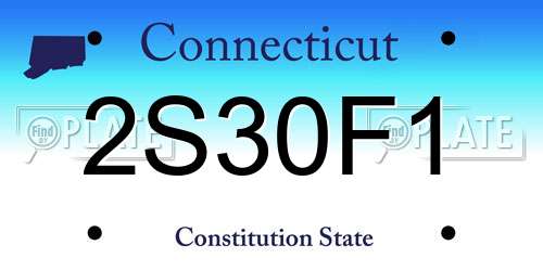 2S30F1 Connecticut License Plate