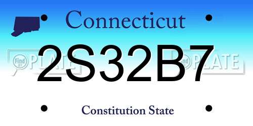 2S32B7 Connecticut License Plate