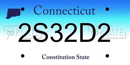 2S32D2 Connecticut License Plate