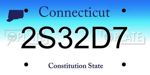 2S32D7 Connecticut License Plate