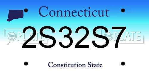 2S32S7 Connecticut License Plate