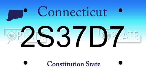 2S37D7 Connecticut License Plate