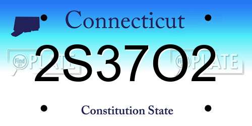 2S37O2 Connecticut License Plate