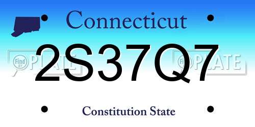 2S37Q7 Connecticut License Plate