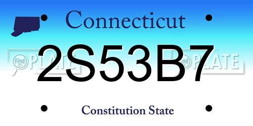 2S53B7 Connecticut License Plate