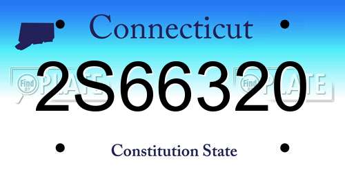 2S66320 Connecticut License Plate