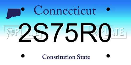 2S75R0 Connecticut License Plate