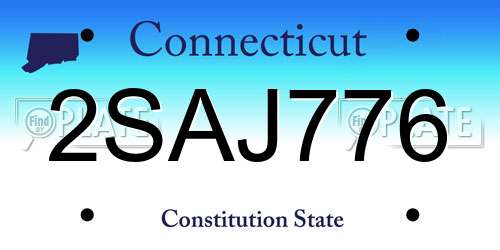 2SAJ776 Connecticut License Plate