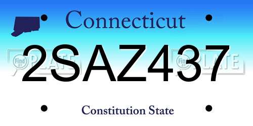 2SAZ437 Connecticut License Plate