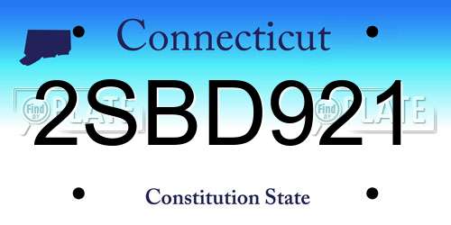 2SBD921 Connecticut License Plate
