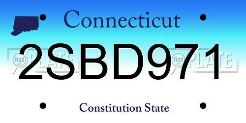 2SBD971 Connecticut License Plate