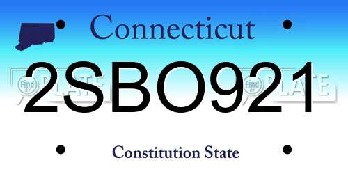 2SBO921 Connecticut License Plate