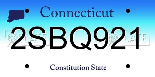 2SBQ921 Connecticut License Plate