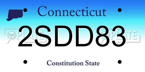2SDD83 Connecticut License Plate