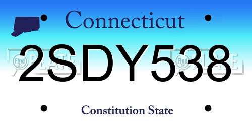 2SDY538 Connecticut License Plate