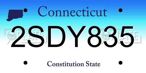 2SDY835 Connecticut License Plate