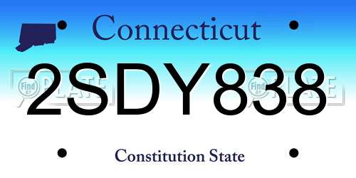 2SDY838 Connecticut License Plate