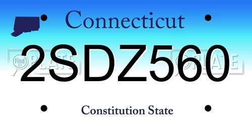 2SDZ560 Connecticut License Plate