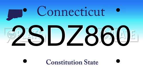 2SDZ860 Connecticut License Plate